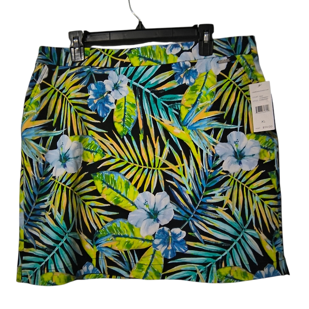 Rafaella XL Blue and Green Tropical Floral Sport Tennis Golf Pickleball Skort